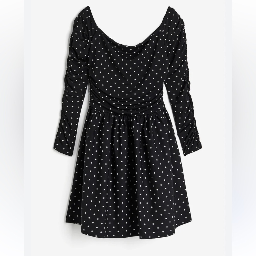 ‼️SALE‼️ H&M women’s gather off the shoulder dress Polka Dot